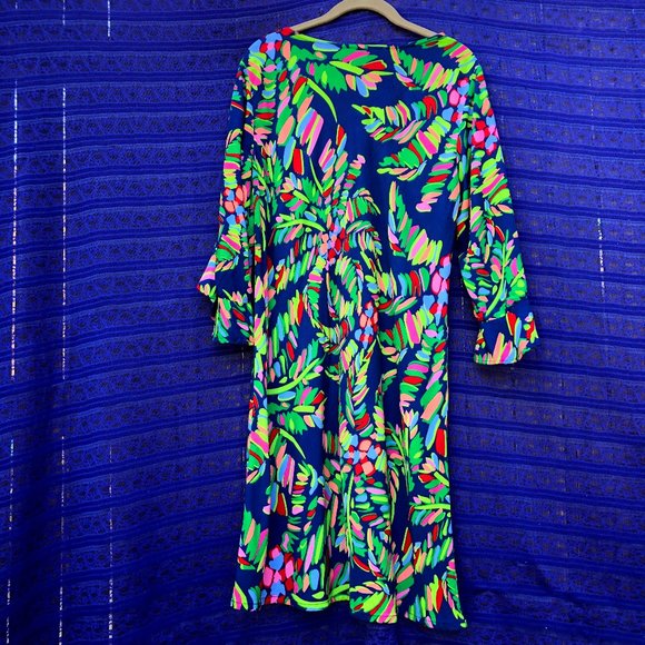 SOLD! Escapada Living Susan Dress, Emerald Jungle, Large - Picture 7 of 7
